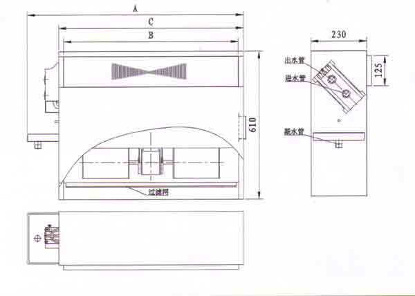 立式暗装风机盘管结构尺寸图