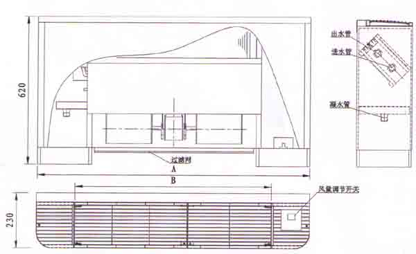 立式明装风机盘管结构尺寸图